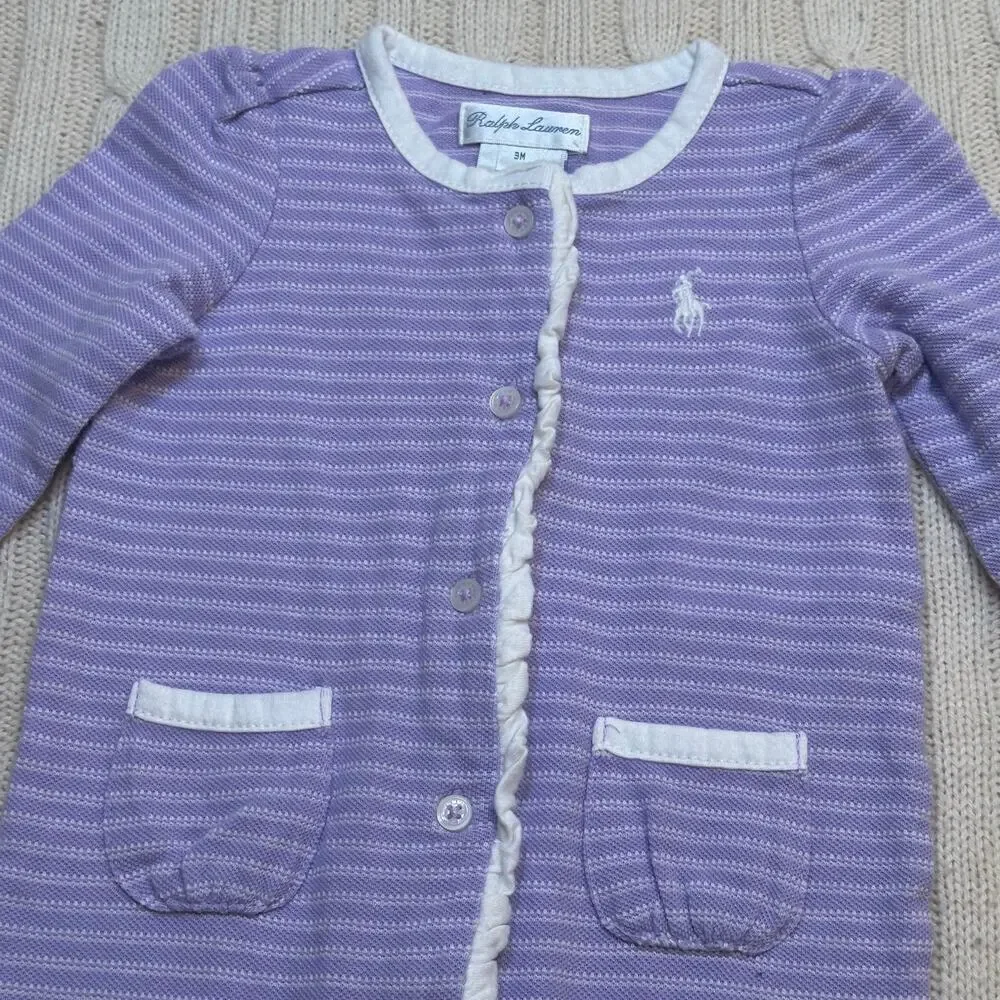 Ralph Lauren Purple Stripe Knit Romper sz 3M